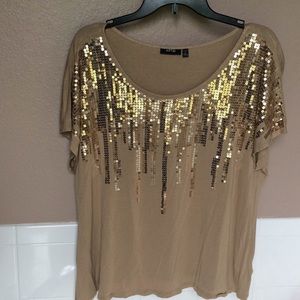 Glitz 1X Gold Sequin on Tan Top